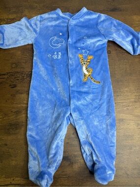 Disney Baby Blue Plush One-Piece Footed Pajamas Tigger - Winnie The Pooh 3-6M